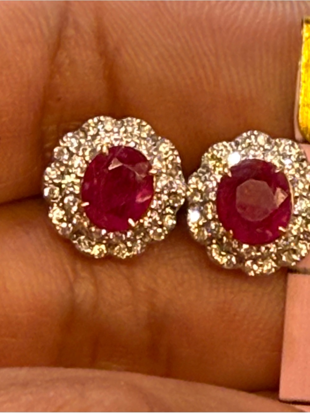 Natural Burmese Ruby and Diamond Earring in 18 k solid gold with lab certificate